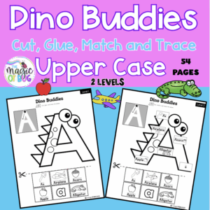 Dino Buddies - Cut Glue match and Trace the Letters