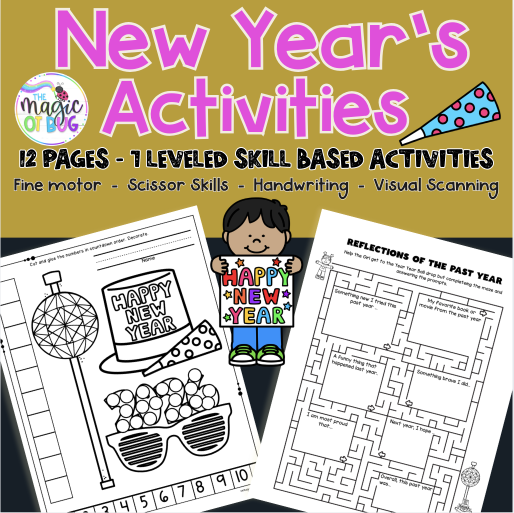 New Year's Activities - Handwriting - Visual Perceptual - SEL
