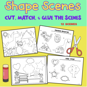 Shape Scenes Cut and Paste Scissor Skills Activities